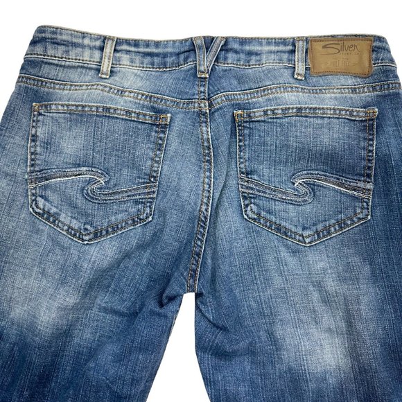 Silver Jeans Mid-Rise Girlfriend Jeans with Destruction (31/27) - Picture 9 of 14